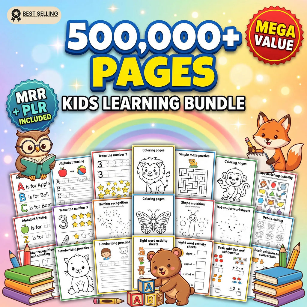 500,000+ Educational Kids Resources Bundle PLR MRR